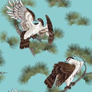 Japanese painting hawk pattern N4