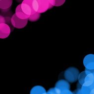 Blue and pink blurred dots on black background
