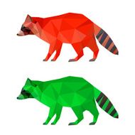 Raccoon set isolated on white Abstract polygonal geometric triangle illustration