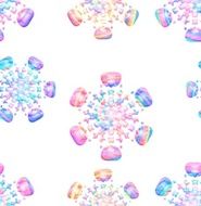 Seamless pastel colored snowflakes on white
