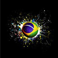 brazil flag &amp; soccer ball dash on colorful grunge