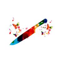Colorful kitchen knife design with butterflies