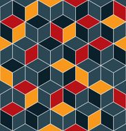 Colorful illusive abstract geometric seamless pattern with cubes