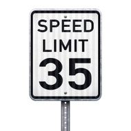 American maximum speed limit 35 mph road sign