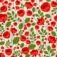 Retro red poppies seamless pattern