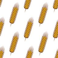 Golden spikelets of wheat seamless pattern