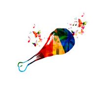 Colorful chicken drumstick design with butterflies N2