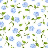 Seamless pattern with blue hydrangea flowers Vector illustration