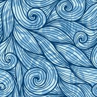 Blue hair curls waves seamless pattern