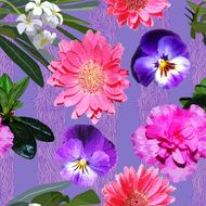 Seamless pattern with realistic flowers N2