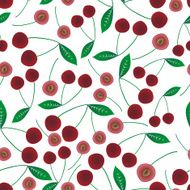 colorful cheeries fruits and half seamless pattern eps10