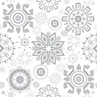 Vector grey folk circles seamless pattern