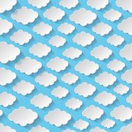 Seamless pattern with paper clouds