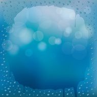 Water Drops on Glass Blue Blur Background with Round Space