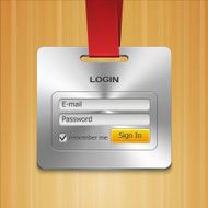 Login Form Page with Brushed Metal Badge