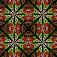 Symmetrical pattern in stained-glass window style Red and green N3