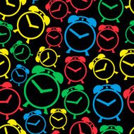 alarm clock colors icons seamless pattern eps10