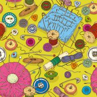 Seamless pattern with Sewing Supplies Tools and Accessories N2