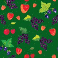 Berries seamless pattern - strawberry blackberry cherry