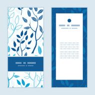 Vector blue forest vertical frame pattern invitation greeting cards set