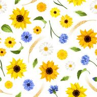 Seamless pattern with summer flowers Vector illustration