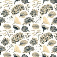 Seamless pattern with beautiful spring flowers and plants N21