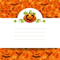 White Paper Sheet with Pumpkin on Halloween Background N2