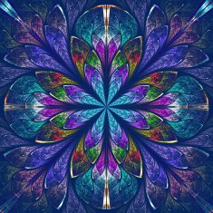 Multicolor beautiful fractal in stained glass window style N6
