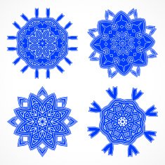 set of abstract blue floral pattern icon N2