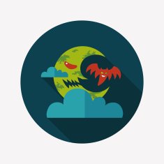 Halloween moon flat icon with long shadow eps10 N50