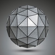 Grayscale galvanized 3d sphere created with triangles grunge