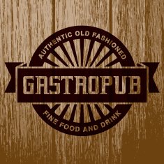 Vintage Gastropub Label on Aged Wood