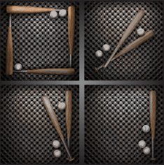vector baseball on metal wall N2