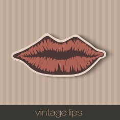 vintage paper lips mouth red with shadow