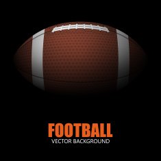 Dark background of realistic american football ball isolated