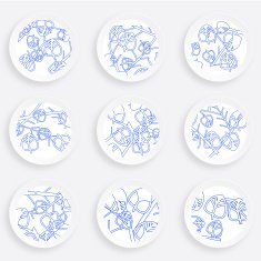set of blue leaf plate pattern for design N2