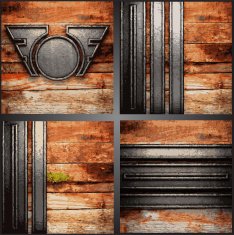 Vector wood and metal background set N5