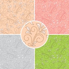 floral seamless patterns - vector colored backgrounds