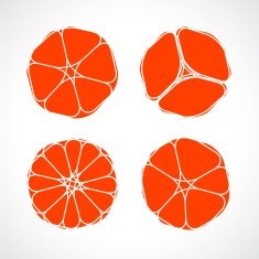 set of abstract red floral pattern