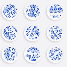 set of abstract color plate pattern for design N14