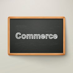 commerce on blackboard in wooden frame N2