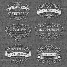 Set of hend-sketched design elements N2