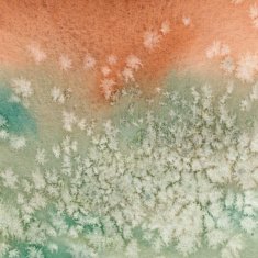 Rust and green snowflake texture on paper