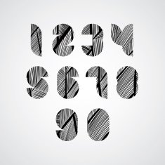 Modern digital shaped stylized numbers