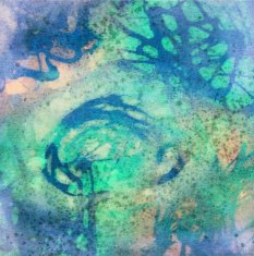 Psychedelic watercolor painting with textured swirls