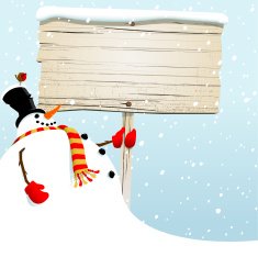 Christmas snowman holding blank sign
