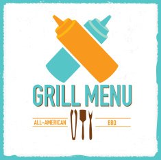 Grill Menu design template squeeze bottles