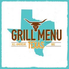 Grill Menu design template state of Taxes bull head