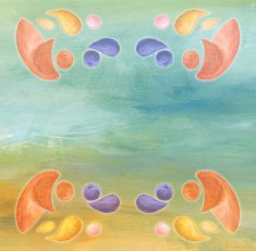 Abstract Fresh Green Yellow Orange and Blue Painting