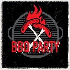 Grill Menu design template grill with two hotdogs on forks